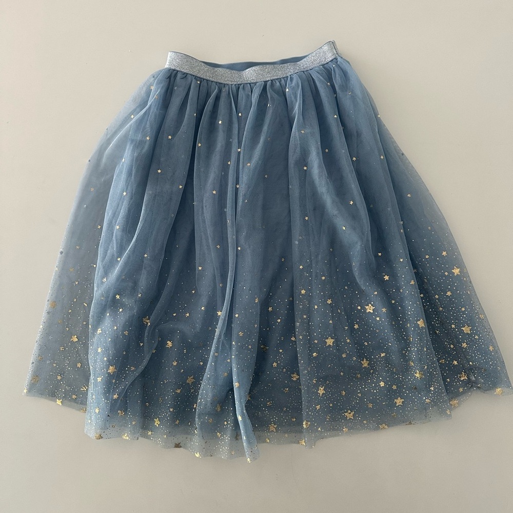 MINI BODEN blue tutu with gold stars size 13-14
